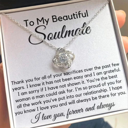 Vista 4 de to My Soulmate Love Knot Necklace - My Lovely Wife, Gifts for Girlfriend, Romantic Gifts for Her from Husband to Wife, Valentine's Day, for Wife BS1