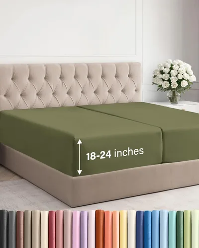 Vista 59 de Sábana bajera ajustable extra profunda Twin XL – Sábana bajera individual de lujo de hotel solamente – Se adapta fácilmente a colchones de 18 a 24