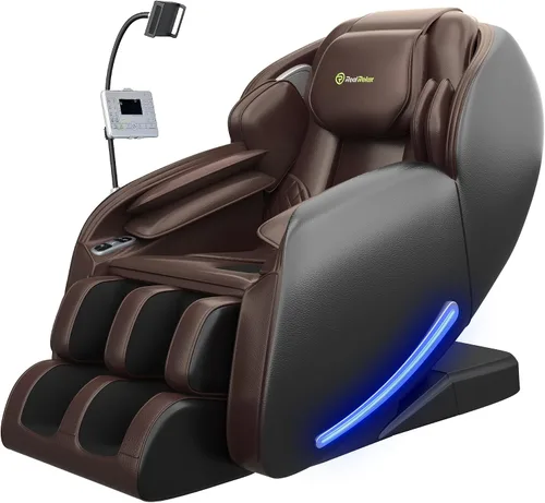 Vista 10 de Real Relax Sillón de masaje de cuerpo completo con controlador de teléfono único, sillón reclinable 3D SL-Track de gravedad cero con control