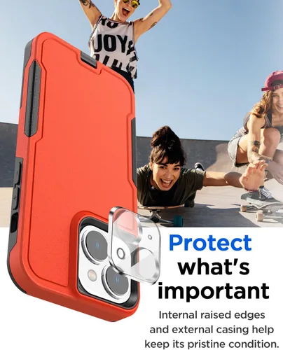 Vista 3 de AICase Funda para iPhone 15 Plus con protector de pantalla de vidrio + lente de cámara, resistente protección contra caídas, cuerpo completo