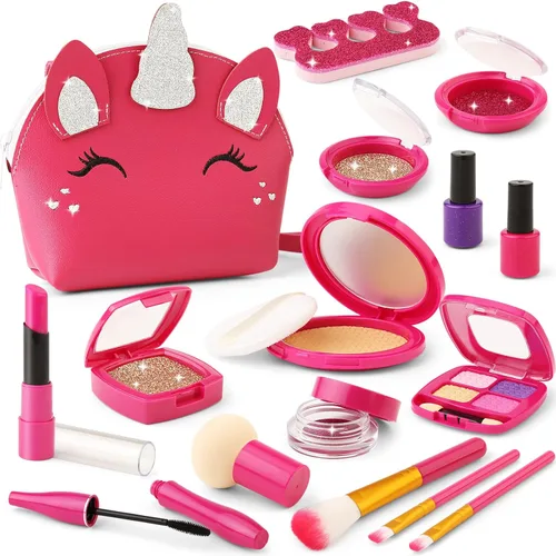 Vista 8 de Kit de maquillaje de simulación para regalo de niña de 3, 4, 5 años Rosa