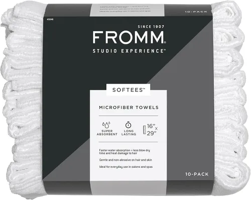 Vista 12 de Toallas de microfibra Fromm Softees para peluqueros, barberos, spa, gimnasio en Aqua, 16" por 29", 10 unidades. Toalla perfecta para el cuidado