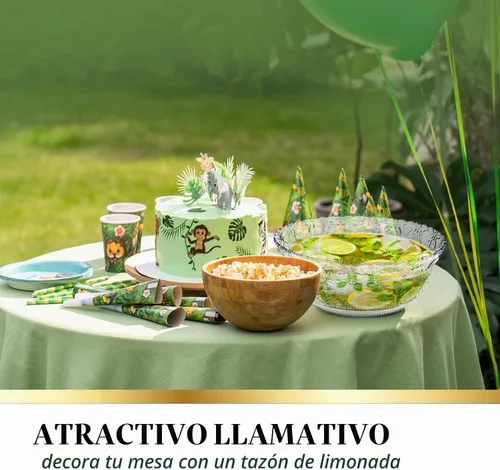 Vista 6 de Juego de cuencos grandes de plástico transparente con cucharón, cuenco de servir de 8 cuartos de galón para fiestas, cuchara de plástico