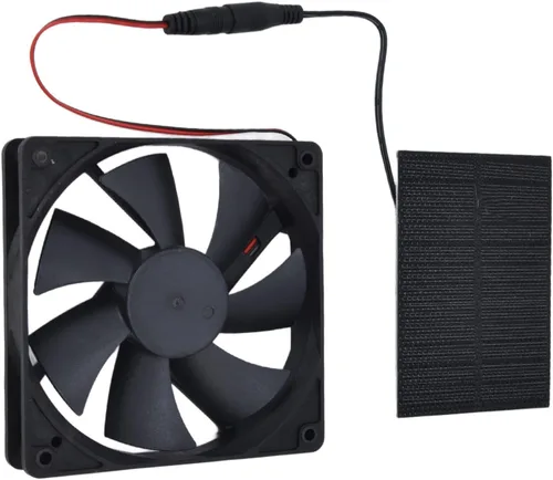 Vista 8 de Yosoo Ventilador solar portátil de 3 W, kit de ventilador de ventilación con panel solar, ventilador de control automático para casa de pollo