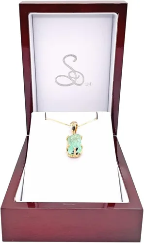 Vista 4 de Starborn Collar con colgante de esmeralda colombiana para mujer (22") Verde, Metal