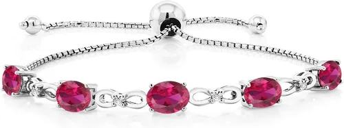 Vista 46 de Gem Stone King Pulsera de tenis de diamantes cultivados en laboratorio con piedra natal de 3-6 quilates para mujer, plata de ley 925, ovalada