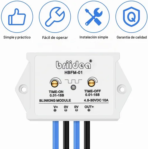 Vista 2 de Briidea Módulo de Parpadeo Intermitente de 10 Amperios DC 4.5-30V Adecuado para Varias Lámparas de Advertencia, Impermeable