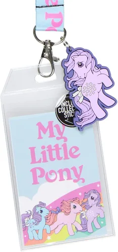 Vista 2 de My Little Pony - Soporte reversible retro para tarjetas de identificación con dije de goma para poni y calcomanía coleccionable