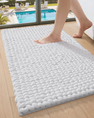 Vista 22 de DEXI Alfombrillas de baño para el baño 16x24, alfombra de baño antideslizante lavable, alfombrilla de baño de chenilla gruesa y suave absorbente