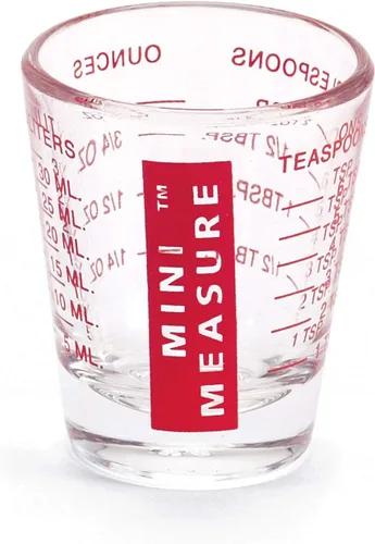 Vista 17 de Kolder Medida Mini de Vidrio Pesado, 20 Mediciones Incrementales Vaso de Chupito Medidor Multiusos para Líquido y Seco, Negro, Juego de 2