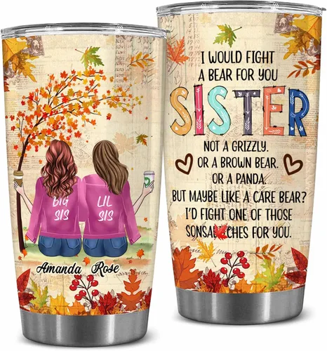Vista 13 de WHIDOBE Vaso personalizado para hermana (2 hermanas), vaso personalizado para hermana con avatares, nombres, citas, regalo de cumpleaños 2 Sisters