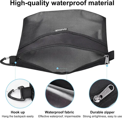 Vista 2 de Bagail Bolsa ultraligera con cremallera Bolsas de embalaje de viaje para artículos de tocador, documentos, electrónica-Negro Set