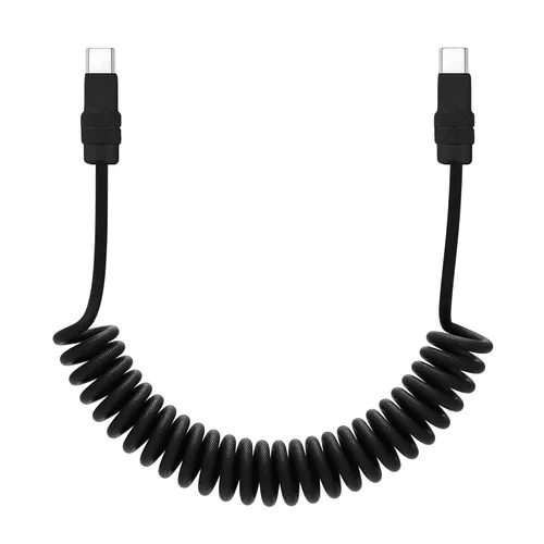 Vista 14 de chubbycable Curly Chubby - Cable de carga rápida USB C en espiral de 240 W, cable de carga retráctil trenzado duradero para automóvil compatible