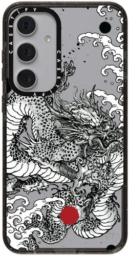 Vista 60 de CASETiFY Funda de impacto para Galaxy S22+ - Adhesivo Aries Moross, color negro transparente