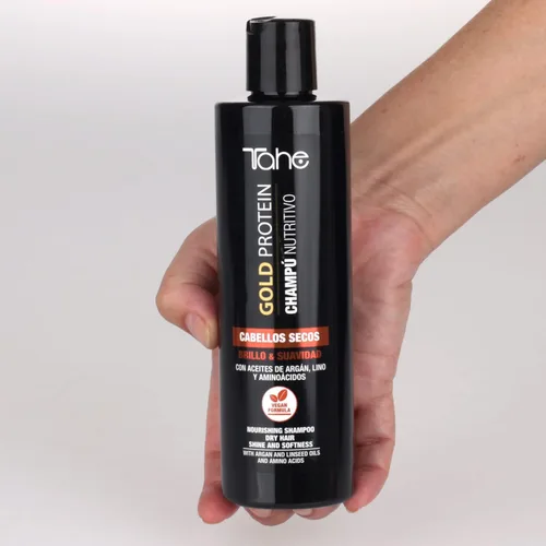 Vista 3 de Tahe Gold Protein Champú Nutritivo Para Cabello Seco 10.1 fl oz