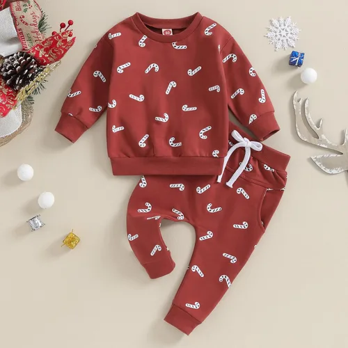 Vista 2 de YINGISFITM Ropa de Navidad para bebé, niña, niño, sudadera con estampado de Papá Noel, conjuntos de pantalones largos para otoño e invierno