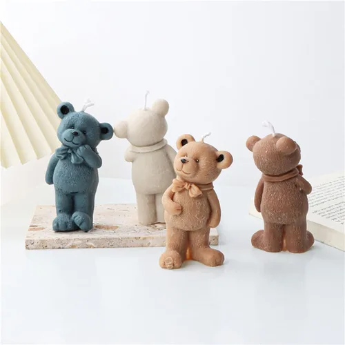 Vista 4 de Molde de silicona en forma de oso lindo Kit de fabricación de velas DIY moldes de chocolate para derretir cera