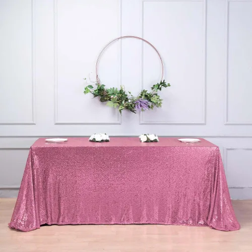 Vista 12 de Tableclothsfactory Luxury Collection Duchess - Mantel rectangular de lentejuelas, 60 x 126 pulgadas, color plateado