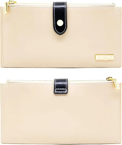Vista 4 de ANDOILT - Cartera de cuero genuino para mujer con bloqueo RFID para tarjeta de crédito con cremallera
