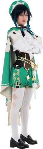 Vista 2 de Cosplayfm Disfraz de anime para mujer con capa y accesorio de cintura de plumas para cosplay