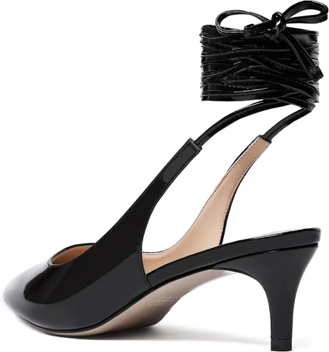 Vista 7 de WAYDERNS Zapatos de tacón bajo para mujer, con puntera puntiaguda, con lazo automático, para gatito, de 2 pulgadas