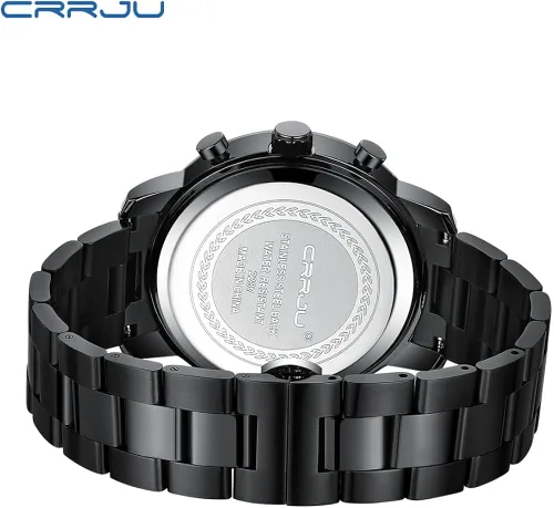 Vista 4 de CRRJU Relojes para hombres de lujo de acero inoxidable impermeable calendario cronógrafo analógico cuarzo relojes de pulsera