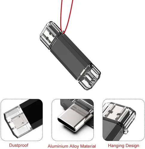 Vista 3 de Vansuny Paquete de 3 unidades de memoria USB C de 32 GB 2 en 1 OTG USB 3.0 + USB C Memory Stick con llavero Dual Tipo C Thumb Drive Photo Stick Jump