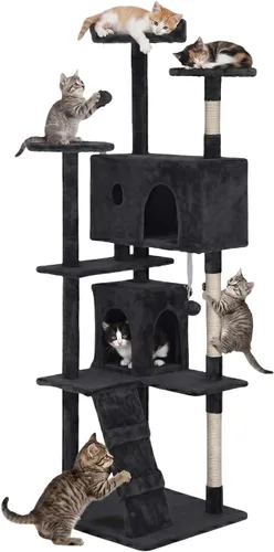 Vista 13 de FDW Torre de árbol para gatos de 54 pulgadas Ceniciento Centro de Ashy
