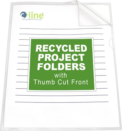 Vista 7 de C-Line Recycled Project Folders with Thumb Cut Fronts, Reduced Glare, Letter Size, Clear, 25 per Box (62127) (Pack of 10)