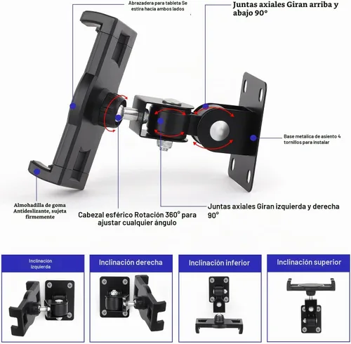 Vista 4 de iTODOS Soporte de pared para tableta, compatible con iPad de 7-12.9 pulgadas, Galaxy Tab S7/S8/S11/S10/iPhone/teléfono celular, 360 ajustables, clip
