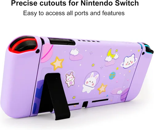 Vista 2 de Tscope Funda protectora acoplable para Nintendo Switch bonita funda delgada de TPU suave para consola NS y controladores Joy-Con con pantalla