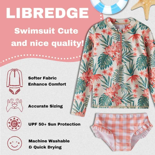 Vista 2 de Conjunto de 2 piezas de traje de baño para niñas, protección solar UPF 50+