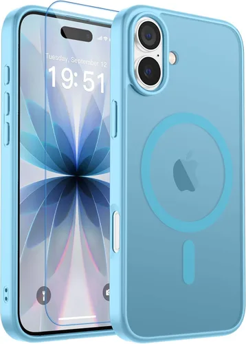Vista 292 de zapica Funda magnética para iPhone Air, con protector de pantalla de vidrio templado, compatible con MagSafe, translúcida mate, a prueba de golpes