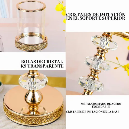 Vista 2 de Portavelas de pilar, candelabros de cristal para bodas, fiestas, eventos, Navidad, decoración del hogar, centros de mesa CH028D (L)