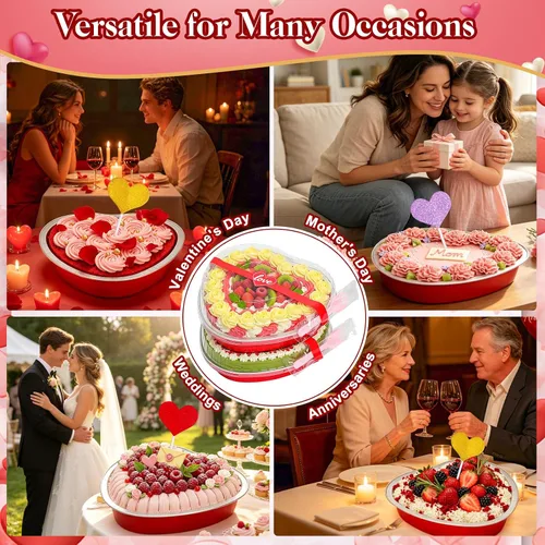 Vista 7 de 20 Pack 22oz Heart Shaped Cake Pans with Lids,Aluminum Foil Heart Baking Cups,Disposable Ramekins Liners Tins for Valentine's Day