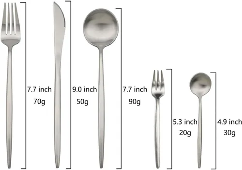 Vista 2 de JASHII Nice Kitchen - Juego de cubiertos de acero inoxidable para 4 personas con tenedor de cuchara grande (negro)