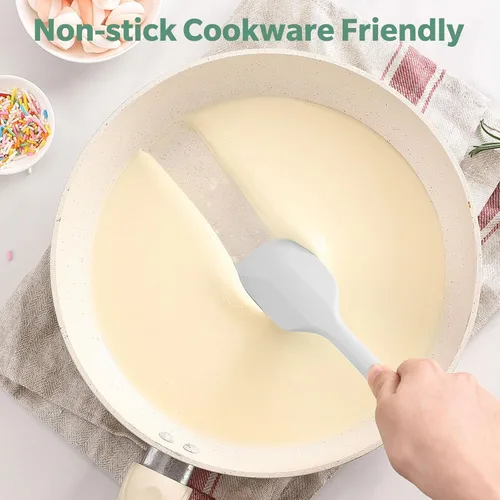 Vista 3 de Wanbasion Espátula de silicona blanca de 10.8 pulgadas, resistente al calor hasta 600F, ideal para cocinar y hornear, compatible con utensilios