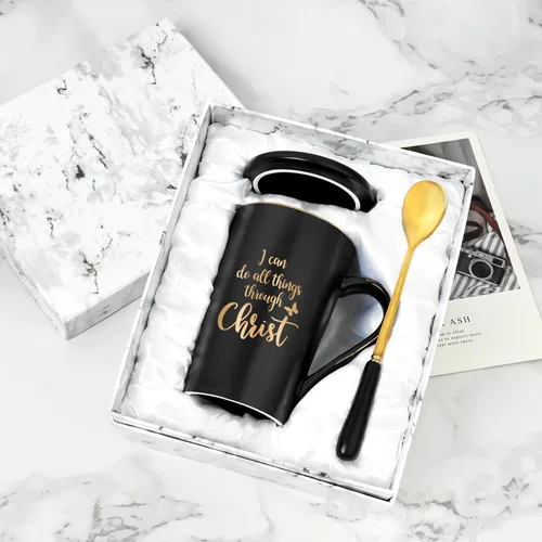 Vista 7 de YHRJWN Regalos cristianos para mujeres y hombres, taza con texto en inglés "I Can Do All Things Through Christ", regalos religiosos, taza