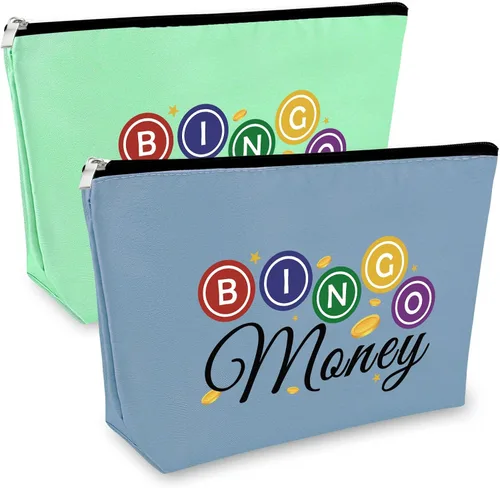Vista 14 de Sfodiary Bolsa de maquillaje cosmético para amantes del bingo - Regalos de casino para mujeres, Bolsa de maquillaje de regalo para amantes del bingo