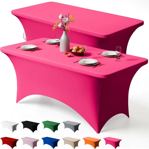 Vista 25 de Trlyc Paquete de 1 mantel rectangular de elastano de 4 pies – 48 x 30 pulgadas, resistente a las arrugas, para bodas, fiestas, banquetes, picnic