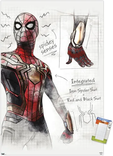 Vista 11 de Trends International Marvel Spider-Man: No Way Home - Póster de pared de bocetos, 22.4 pulgadas de largo x 14.7 pulgadas, versión enmarcada
