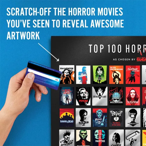 Vista 5 de Curious Charts - Póster oficial de películas de terror Fangoria para rascar, las 100 mejores películas de terror, 16.5 x 23.4 pulgadas, decoración