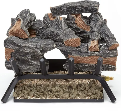 Vista 2 de HearthSense CSW18HVL - Juego de troncos para chimenea ventilada de gas natural con encendido por cerilla, 45000 BTU, calienta hasta 1650 pies