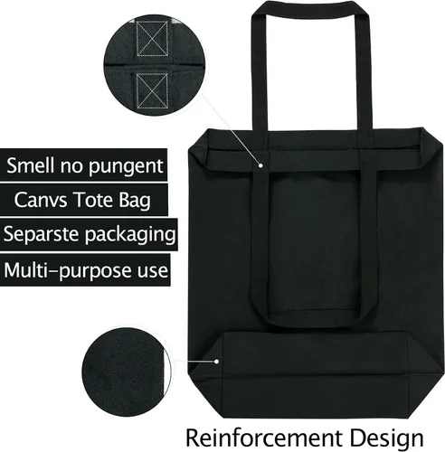 Vista 6 de Bolsas de lona – 2 bolsas reutilizables multiusos – perfectas para comestibles, compras y regalos de bricolaje