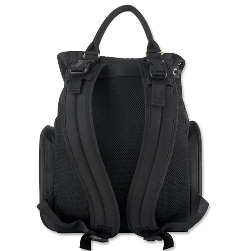 Vista 2 de Moderna mochila acolchada para pañales y bolsa de bebé con cordón de viaje multiusos - Juego de 3 piezas (negro)