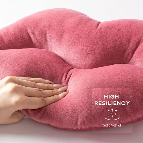 Vista 3 de Ashler Lips Almohadas Decorativas de Terciopelo Suave y Liso con Relleno Incluido Cojín para Sofá Cama Sala de Estar, Rosa, 24 X 12 pulgadas Rosa