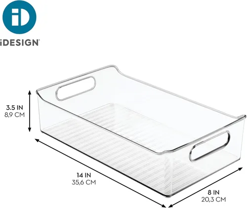 Vista 4 de iDesign Organizador de almacenamiento de despensa de plástico con asas, juego de 2, contenedores transparentes