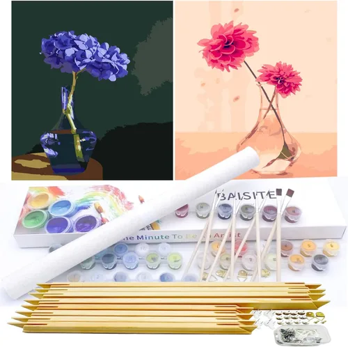 Vista 39 de BAISITE 0304 - Kit de pintura por números para adultos principiantes; paquete de 2 lienzos de 8 pulgadas de ancho x 12 pulgadas de largo; caja