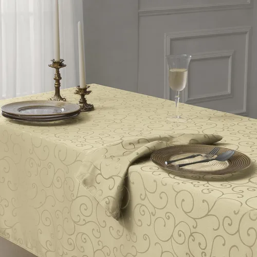 Vista 5 de Romanstile Mantel Rectangular de Jacquard, Mantel de Mesa Impermeable Elegante con Patrón Floral Rizado de Damasco, Cubierta de Mesa Decorativa