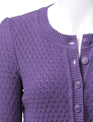 Vista 5 de Suéter de punto de algodón con botones y manga 34 para mujer (S-3XL)
